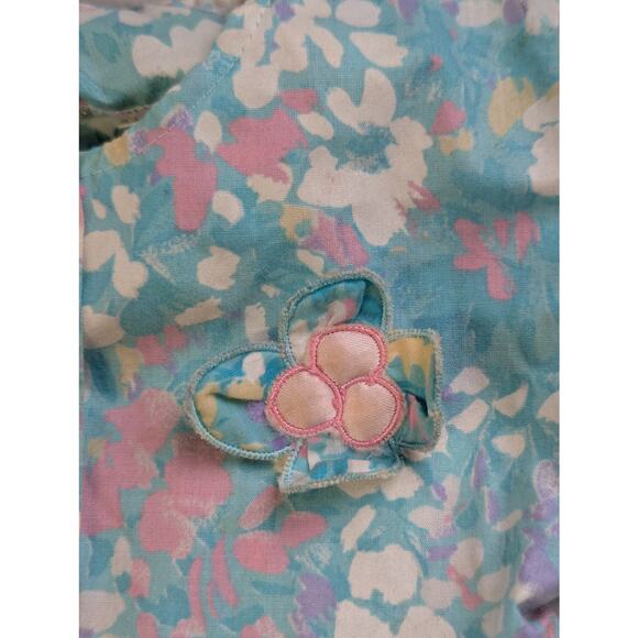 Vtg Floral Baby Romper Newborn Short Sleeve Pink Blue Mayfair Artsy Girly Cute - Picture 2 of 7